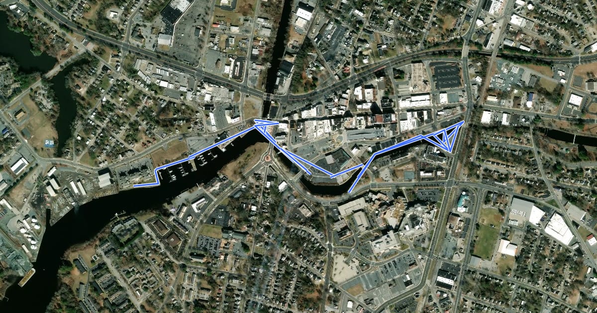 Маршрут Salisbury Riverwalk на спутниковом снимке
