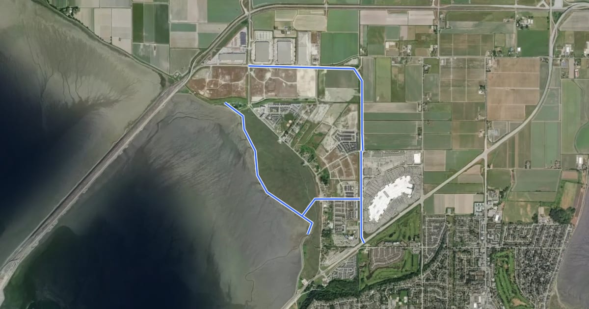 Маршрут Salish Sea на спутниковом снимке