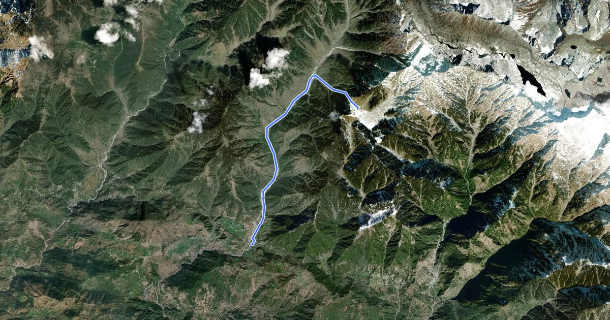 Маршрут Salli to Kareri Lake на спутниковом снимке