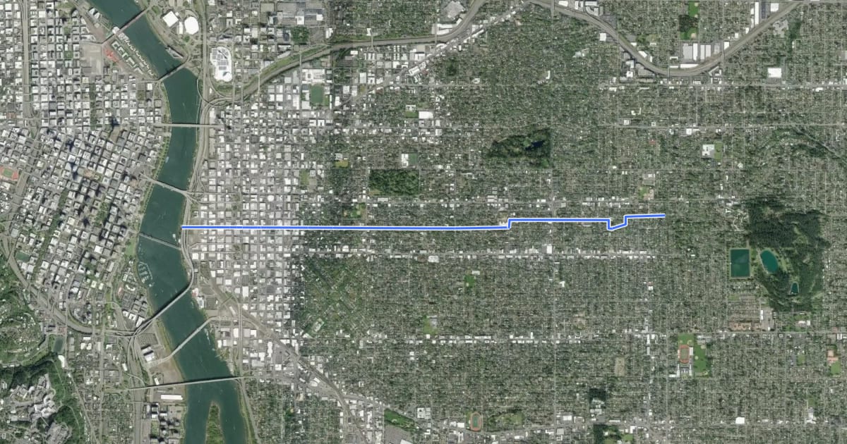 Маршрут Salmon-Taylor Bike Boulevard на спутниковом снимке