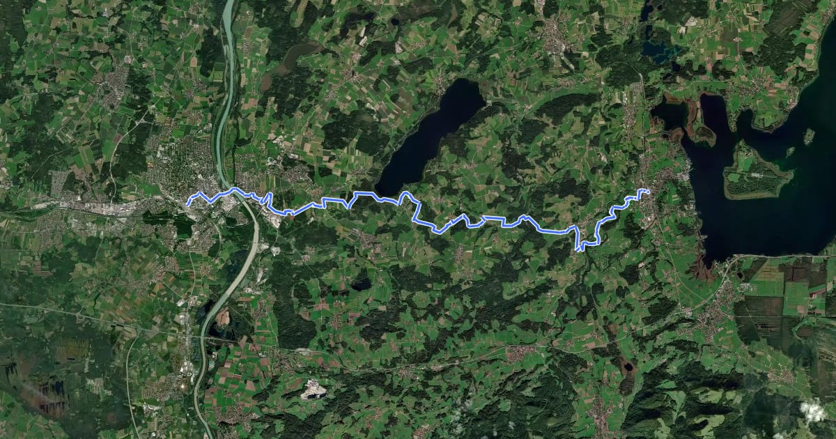 Маршрут SalzAlpenWeg Rosenheim-Chiemsee на спутниковом снимке