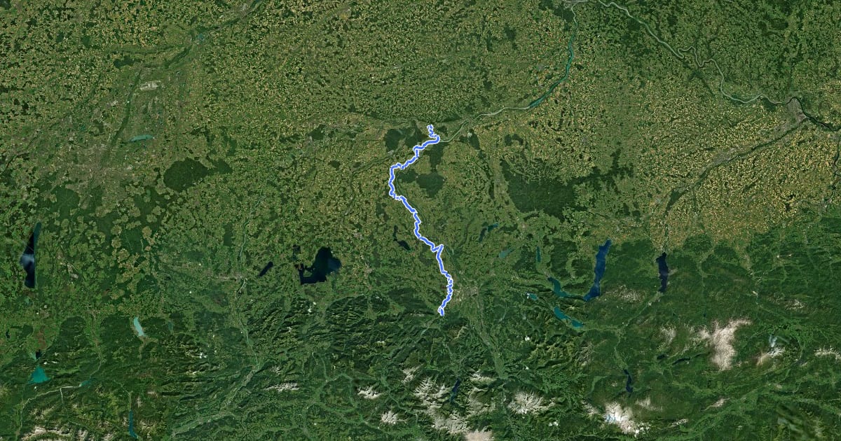 Маршрут Salzhandelsweg на спутниковом снимке