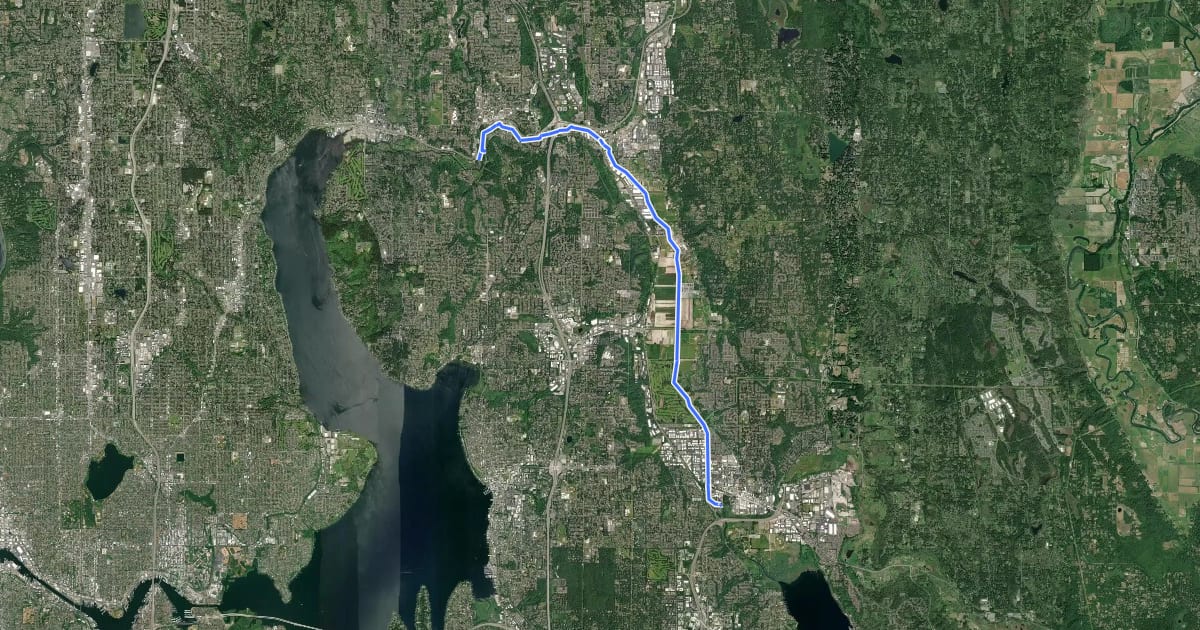 Маршрут Sammamish River Trail на спутниковом снимке