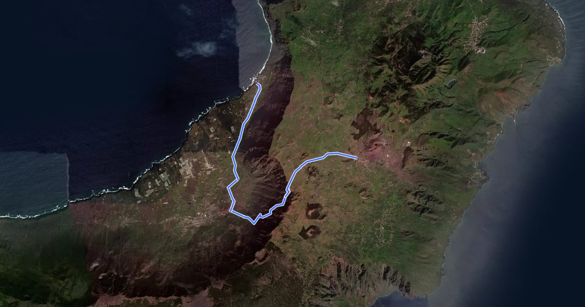 Маршрут San Andrés El Golfo por Camino de Jinama на спутниковом снимке