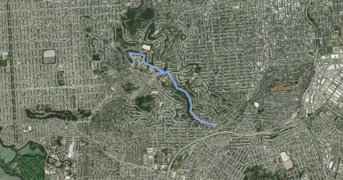 Маршрут San Francisco Crosstown Trail - Hiking - Section 2 на спутниковом снимке