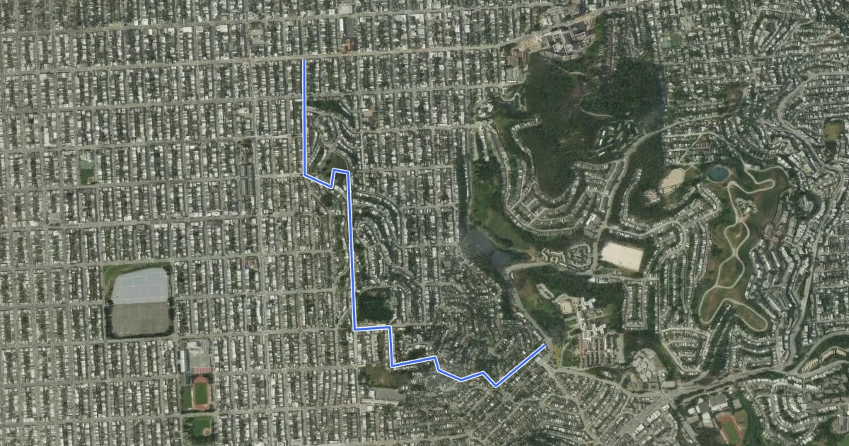 Маршрут San Francisco Crosstown Trail - Hiking - Section 3 на спутниковом снимке