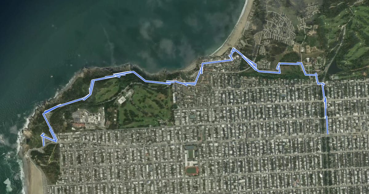 Маршрут San Francisco Crosstown Trail - Hiking - Section 5 на спутниковом снимке