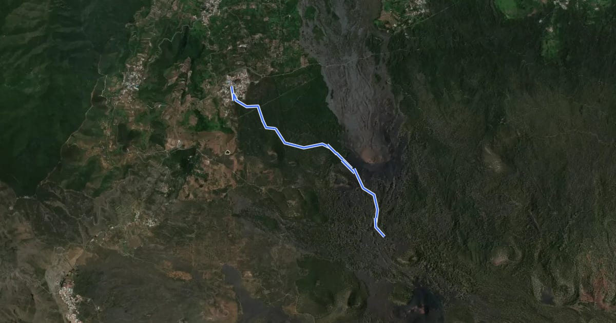 Маршрут San José de Los Llanos - Montaña Chinyero на спутниковом снимке