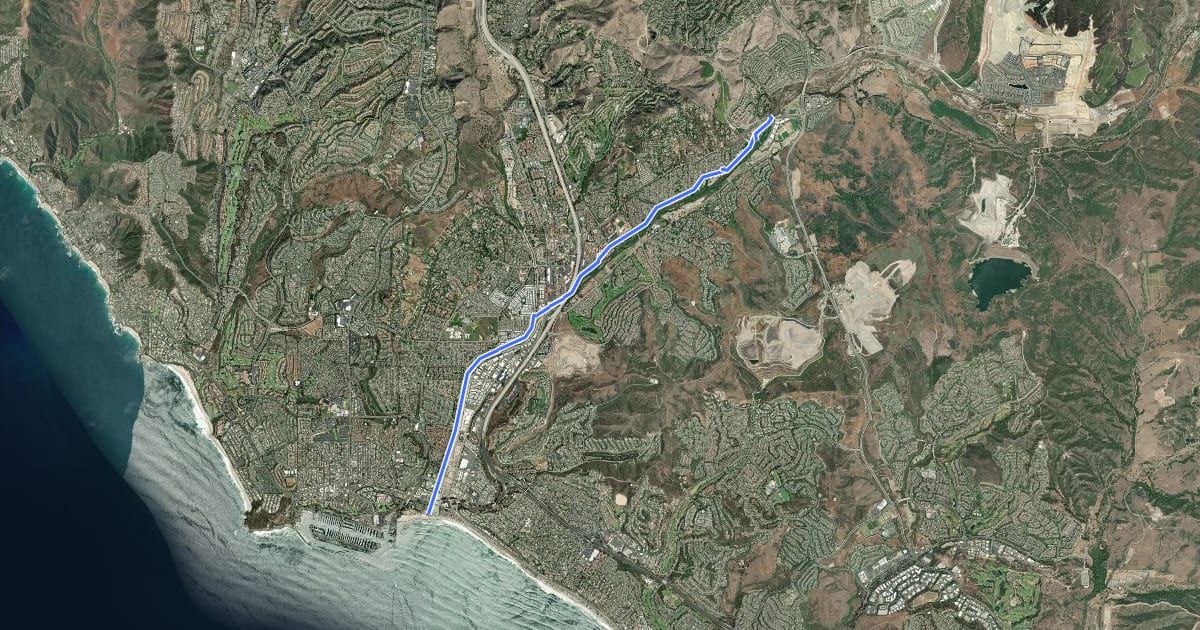 Маршрут San Juan Creek Trail на спутниковом снимке
