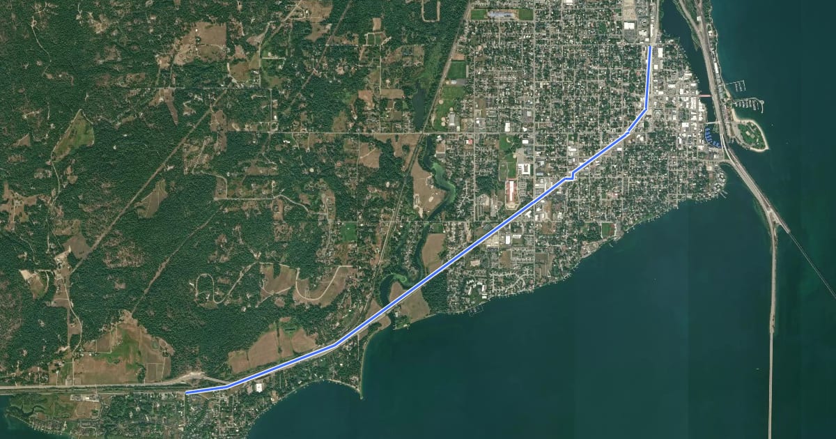 Маршрут Sandpoint-Dover Community Trail на спутниковом снимке