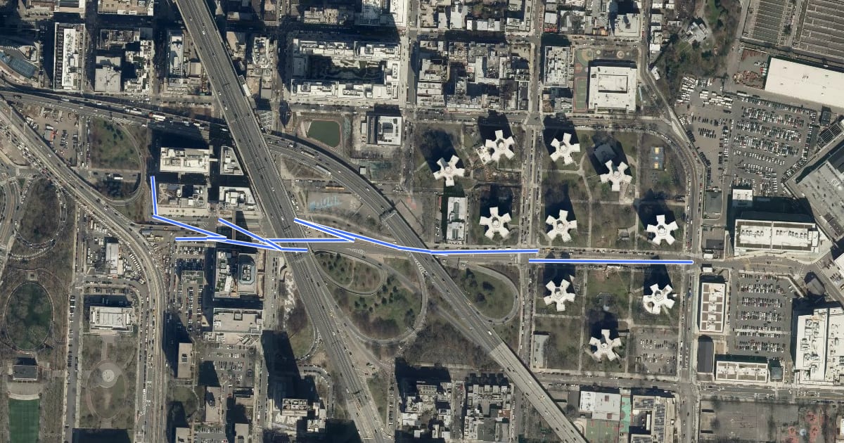 Маршрут Sands Street на спутниковом снимке