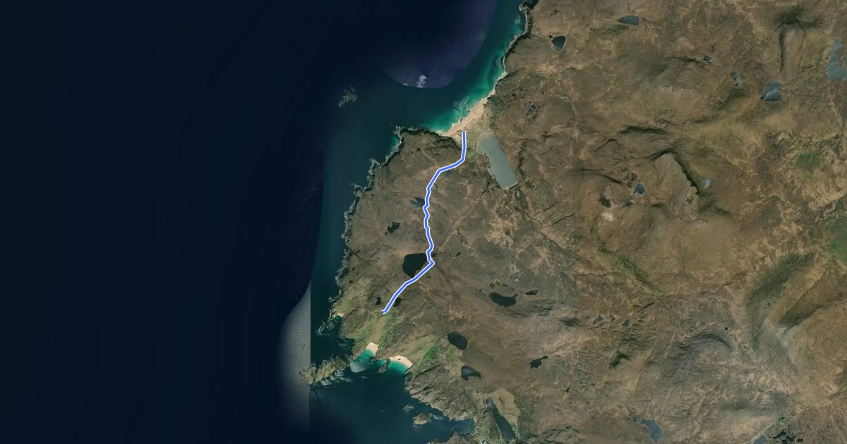 Маршрут Sandwood Bay path на спутниковом снимке