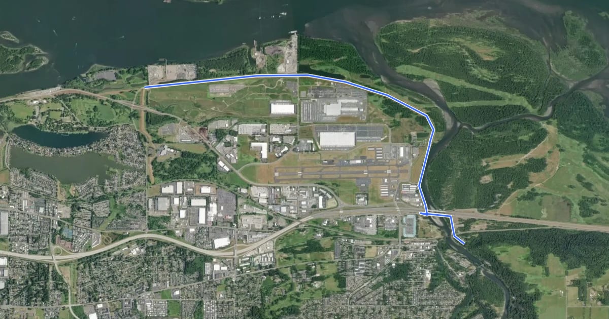 Маршрут Sandy River Greenway на спутниковом снимке