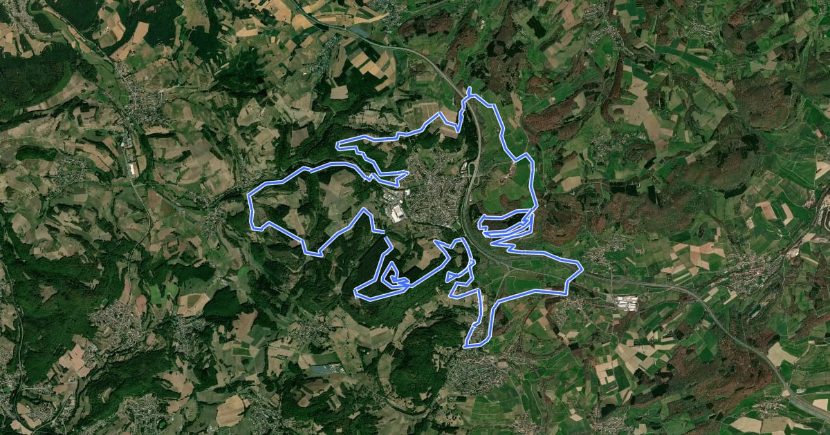 Маршрут Sankt Wendeler Land MTB 9 на спутниковом снимке