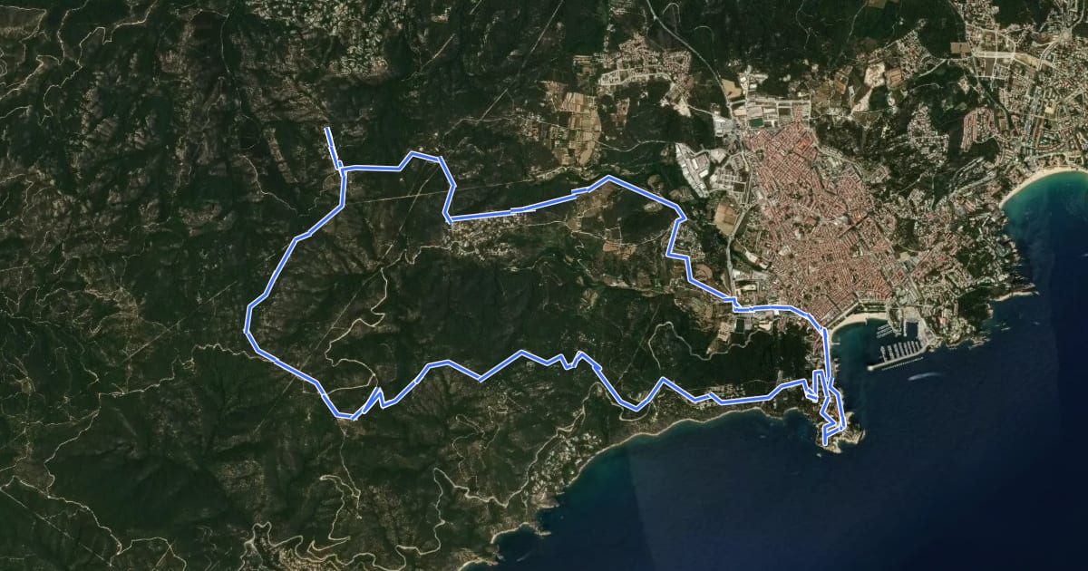 Маршрут Sant Feliu de Guixols-Pedralta-Sant Benet на спутниковом снимке