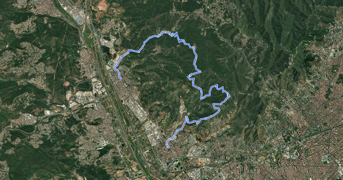 Маршрут Sant Feliu de Llobregat a Molins de Rei на спутниковом снимке