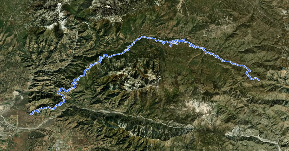 Маршрут Santa Ana River Trail на спутниковом снимке