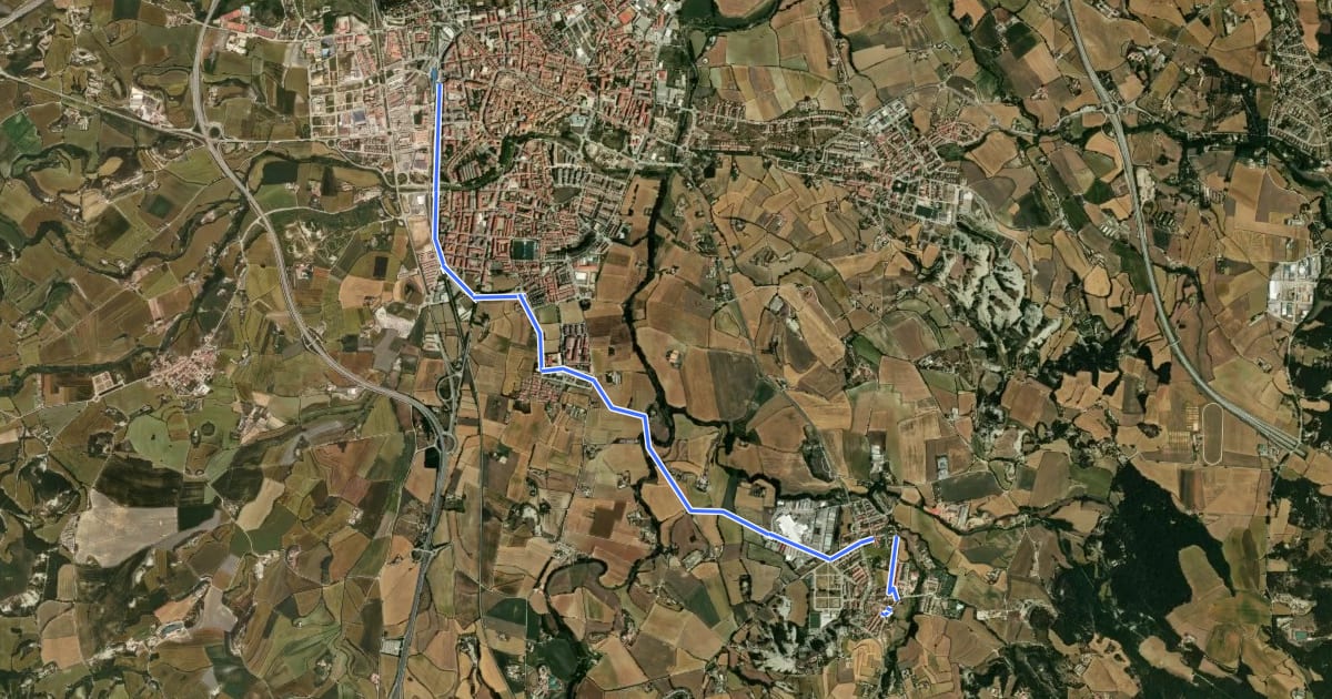 Маршрут Santa Eugènia de Berga - Vic на спутниковом снимке