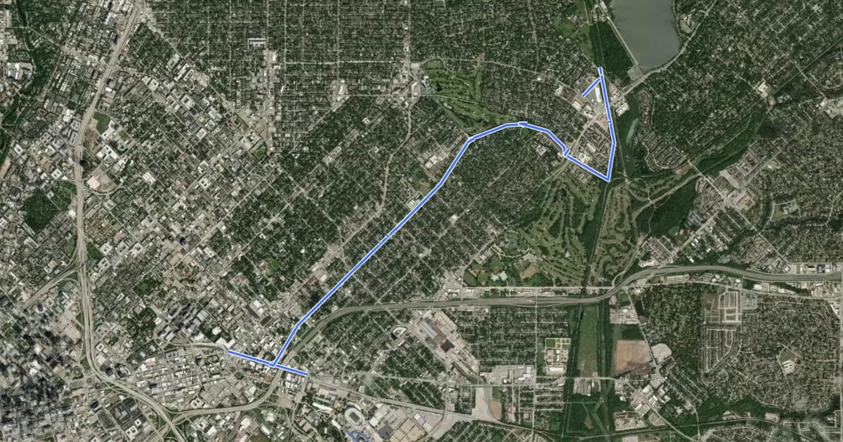 Маршрут Santa Fe Trail на спутниковом снимке