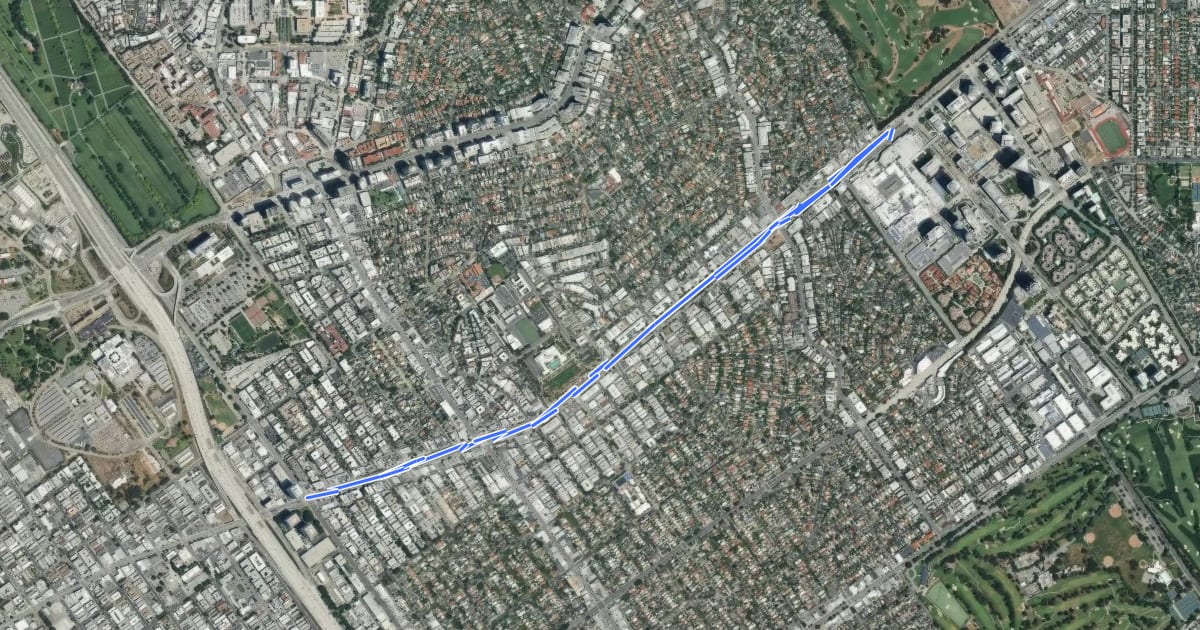 Маршрут Santa Monica Boulevard на спутниковом снимке