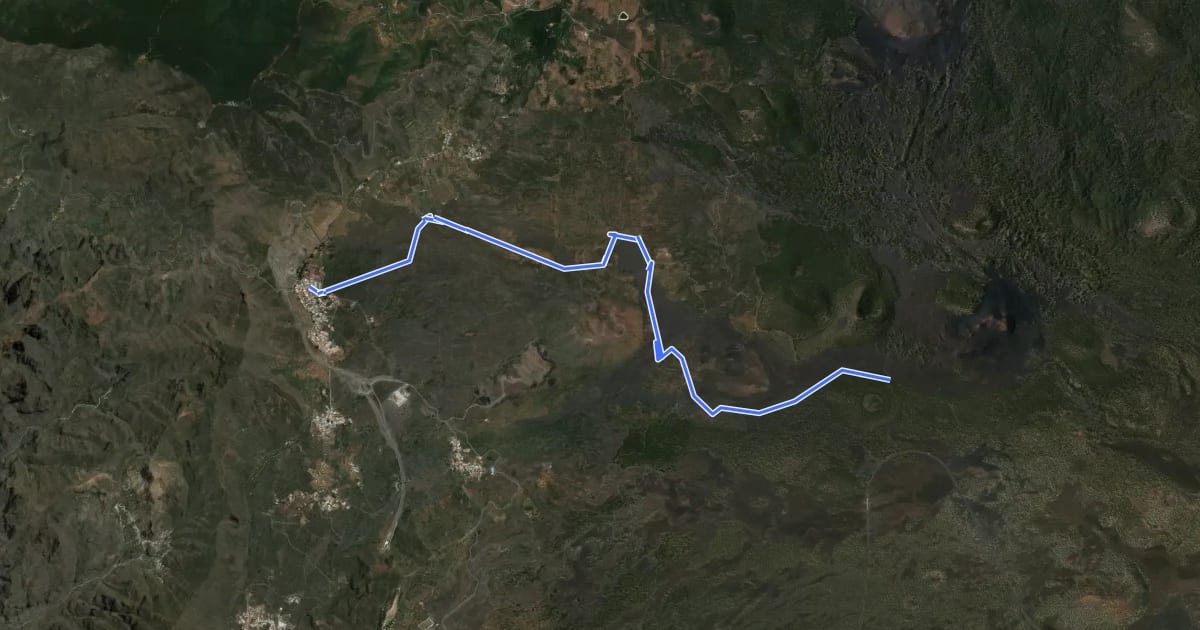 Маршрут Santiago del Teide - Montaña Chinyero на спутниковом снимке