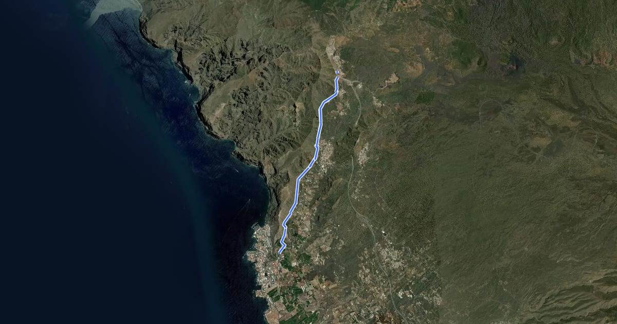 Маршрут Santiago del Teide - Puerto de Santiago на спутниковом снимке