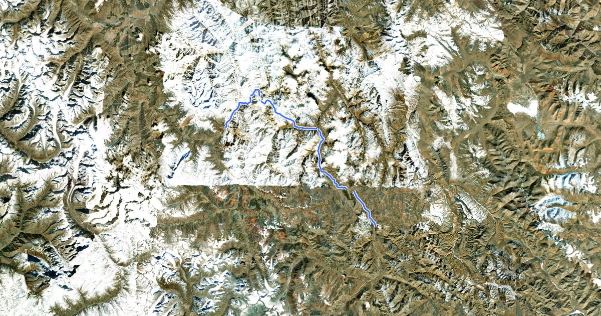 Маршрут Sarchu to Pukthal Gompa на спутниковом снимке