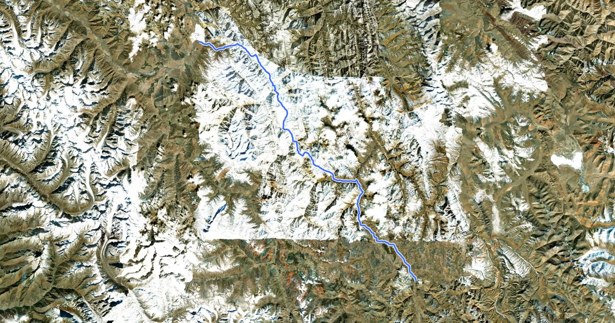 Маршрут Sarchu to Tsazar на спутниковом снимке