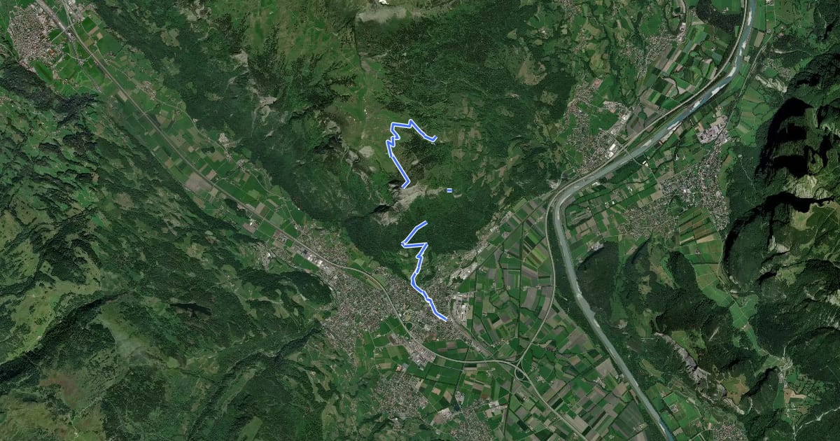 Маршрут Sargans - Gonzen на спутниковом снимке