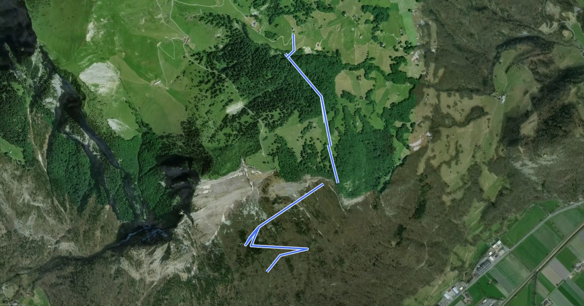 Маршрут Sargans Gonzen blau на спутниковом снимке