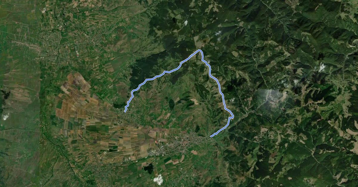 Маршрут sat Lăzarea - sub Vf. Prișca - oraș Gheorgheni на спутниковом снимке
