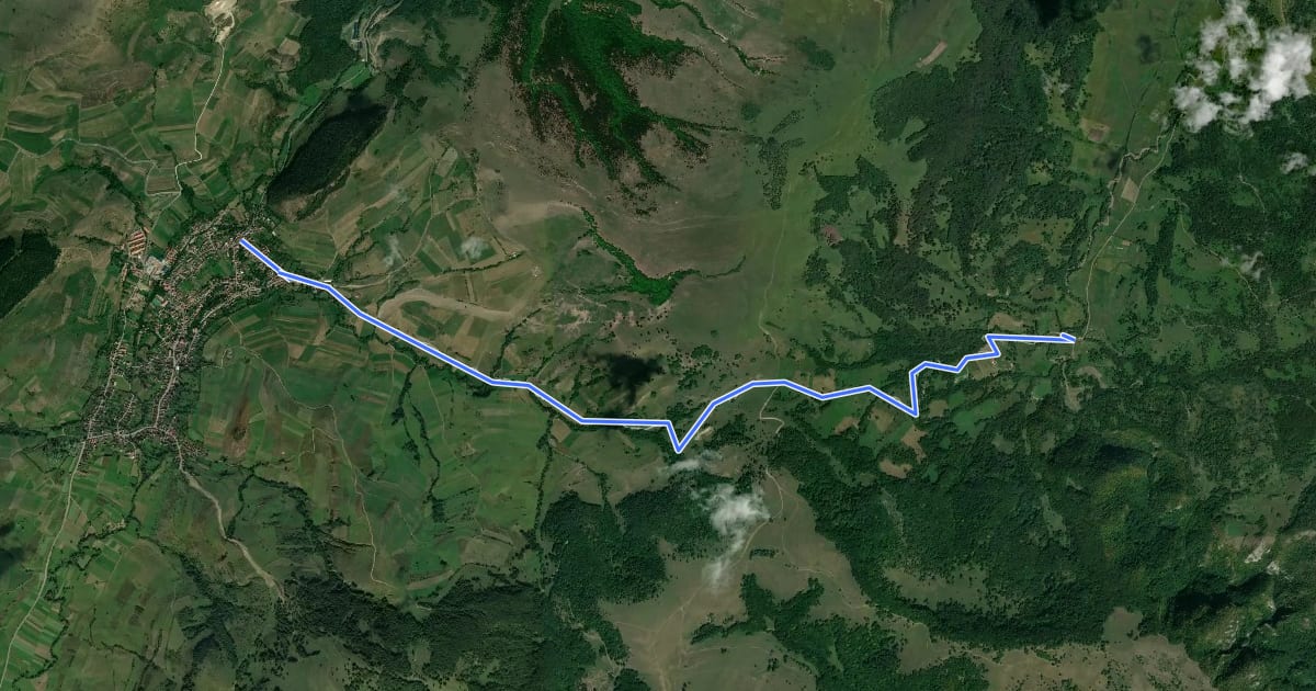 Маршрут sat Merești - Canton Țiglărie - intersecție trasee CA și BG на спутниковом снимке