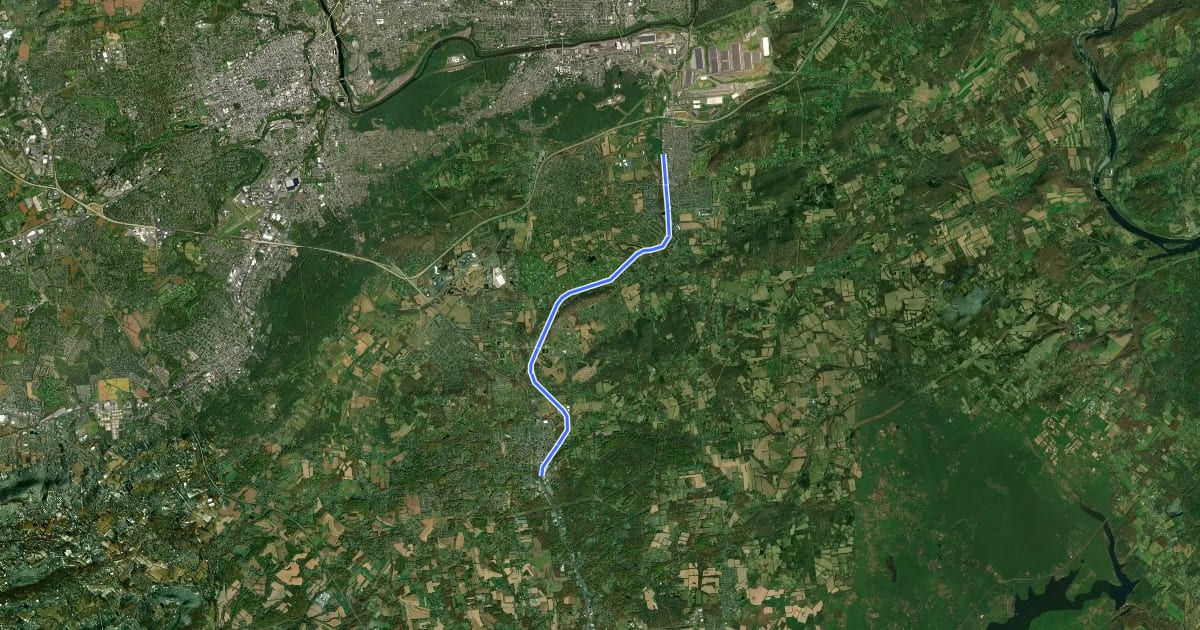 Маршрут Saucon Rail Trail на спутниковом снимке