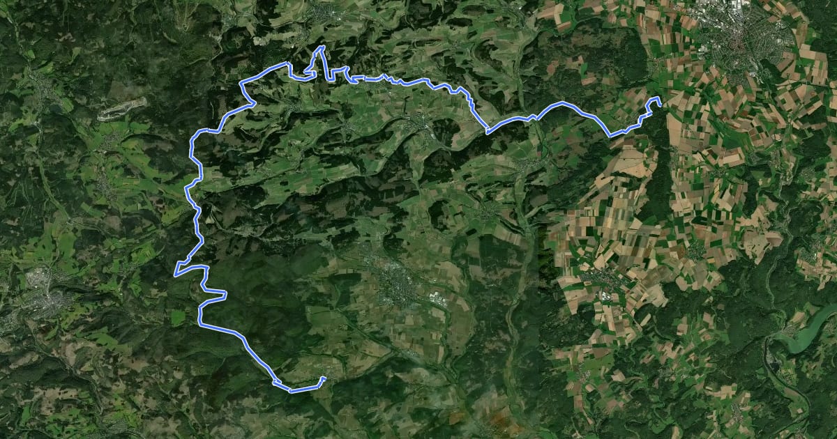 Маршрут Sauerland-Höhenflug (Teilstück Medelon - Küstelberg - Düdinghausen - Korbach) на спутниковом снимке