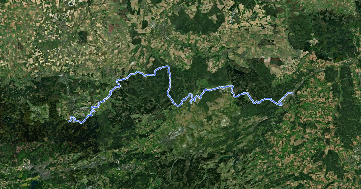 Маршрут Sauerland-Waldroute (Nordroute Warstein - Marsberg) на спутниковом снимке