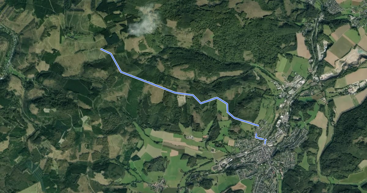 Маршрут Sauerland-Waldroute - Zubringer на спутниковом снимке