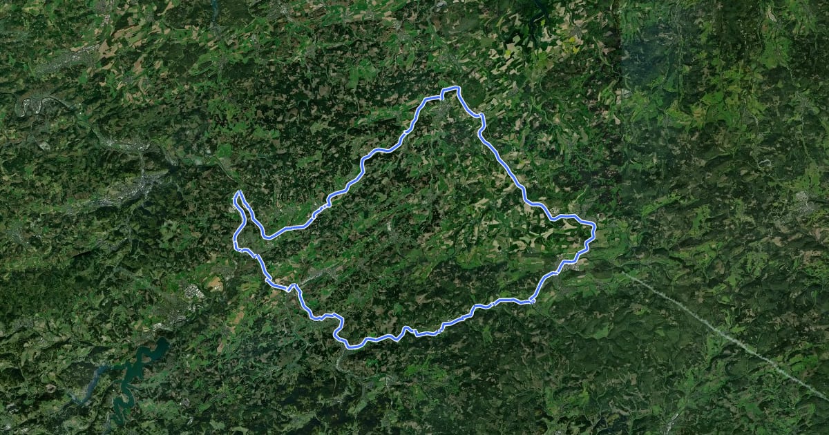 Маршрут SauerlandRadring на спутниковом снимке