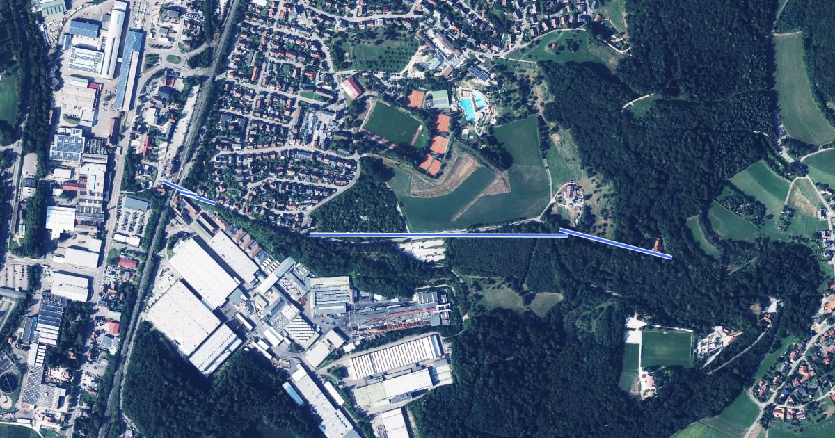 Маршрут SAV blaue Gabel. Erzgrube - Bhf. Wasseralfingen на спутниковом снимке