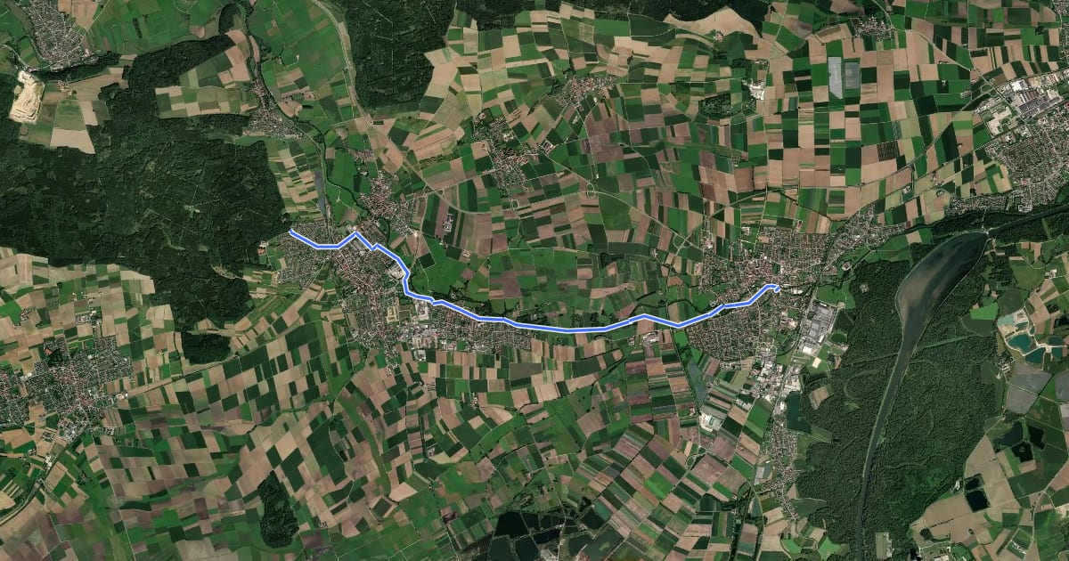 Маршрут SAV blaue Raute: Sontheim - Bächingen - Gundelfingen на спутниковом снимке