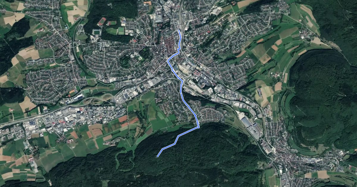 Маршрут SAV Blaues Dreieck: Aalen Bahnhof - Aalbäumle на спутниковом снимке
