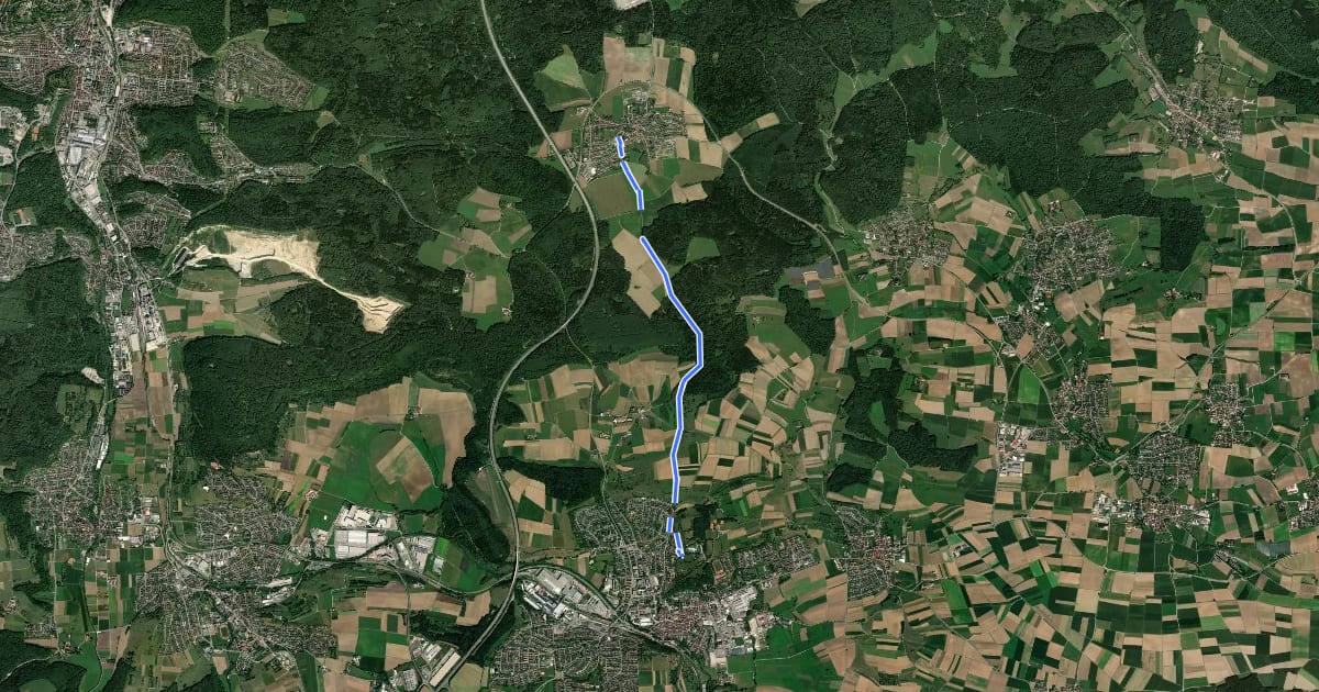 Маршрут SAV Nebenweg Giengen (Schießberg) - Oggenhausen на спутниковом снимке