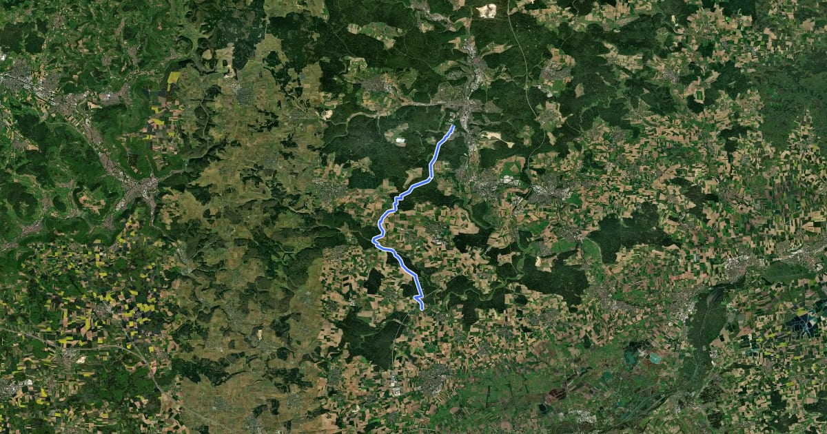 Маршрут SAV Nebenweg Heidenheim - Heldenfingen - Langenau на спутниковом снимке