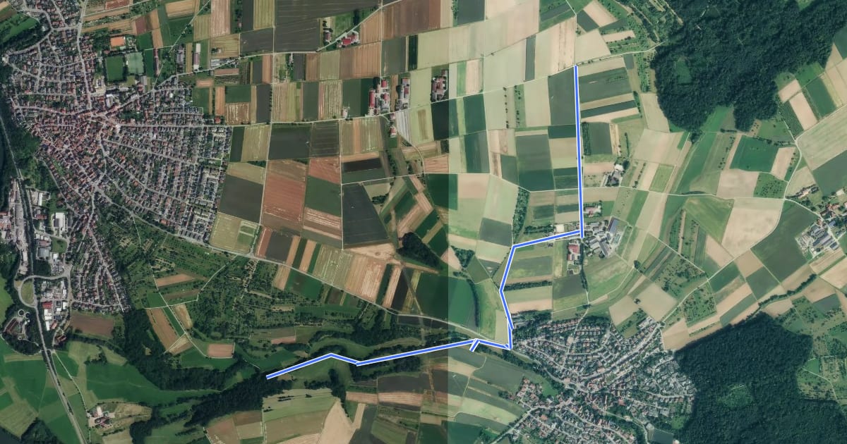 Маршрут SAV Roter Punkt, Lemberg - Poppenweiler - Hochdorf на спутниковом снимке