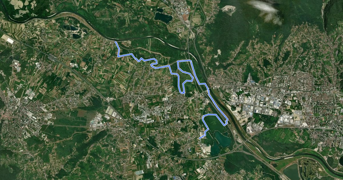 Маршрут Sava - svetonedeljska jezera (Strmec - Orešje - Rakitje) на спутниковом снимке