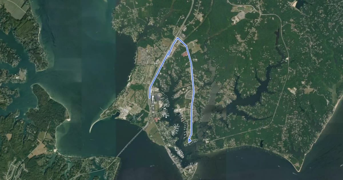Маршрут Savour Solomons Island Route на спутниковом снимке