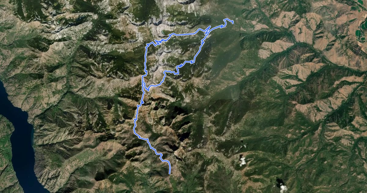 Маршрут Sawtooth Lakes Loop на спутниковом снимке