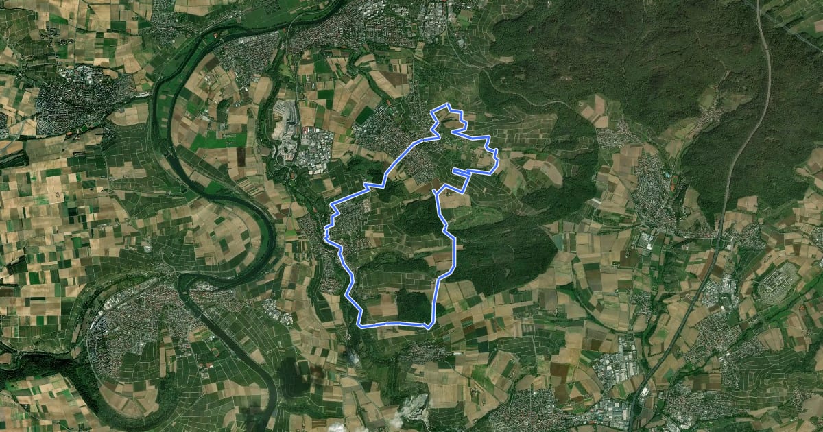 Маршрут SB2 Vom Schozachtal zum Deinenbach - Weinwanderung на спутниковом снимке