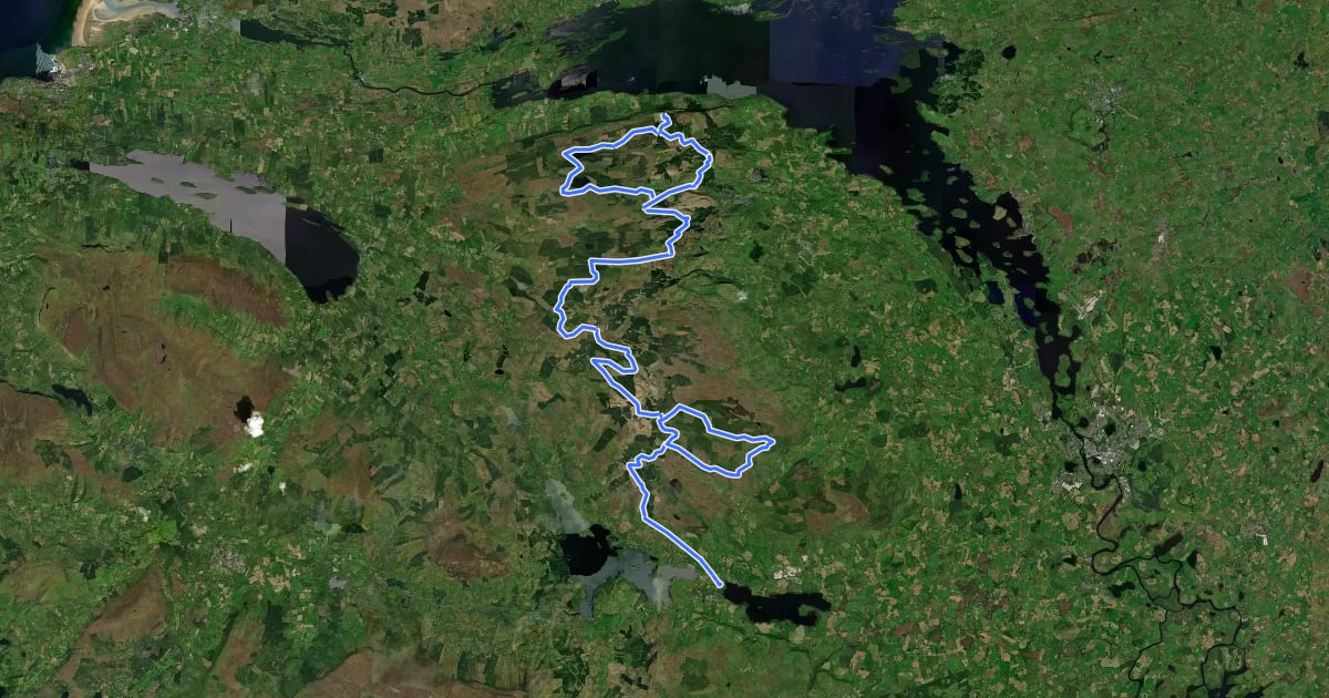 Маршрут Scarplands Cycle Trail на спутниковом снимке