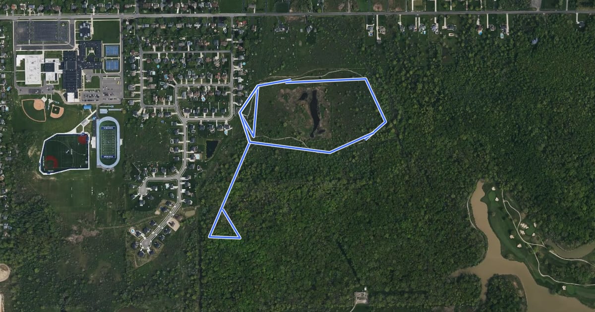 Маршрут Scenic Woods Trails на спутниковом снимке