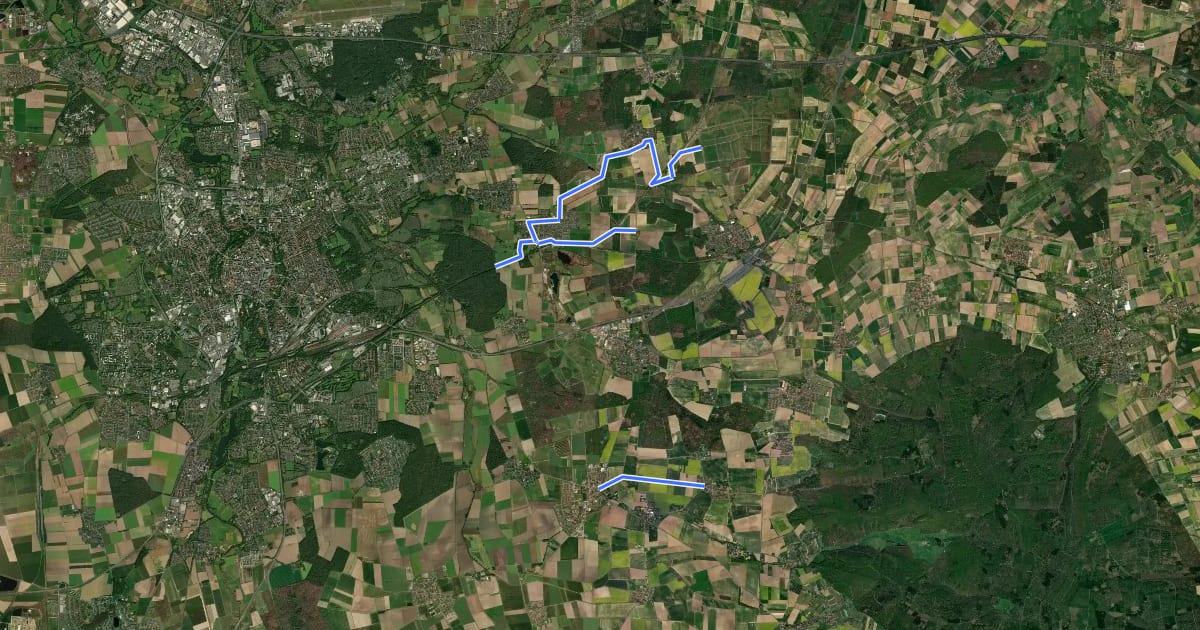 Маршрут Schöne Dörfer im Landkreis Wolfenbüttel на спутниковом снимке